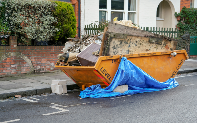 skip outside a residential property